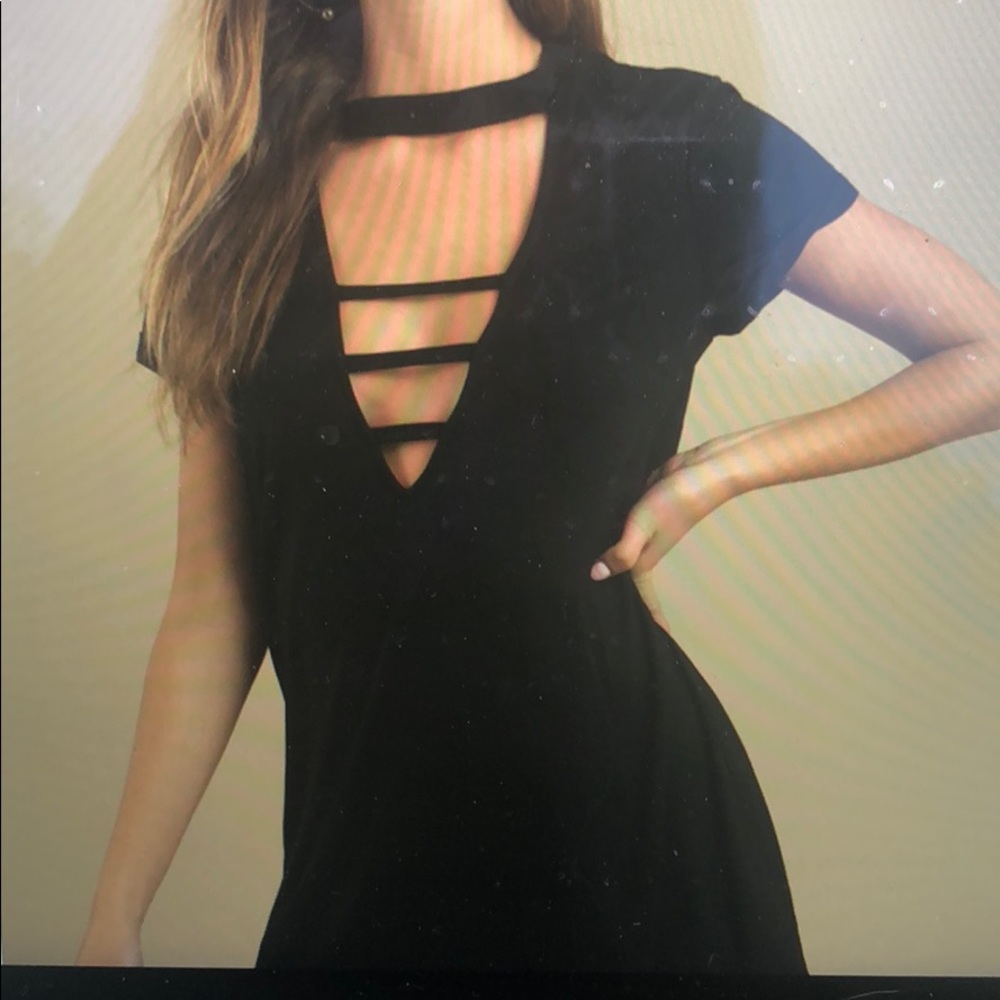 Plunge into it black shift dress